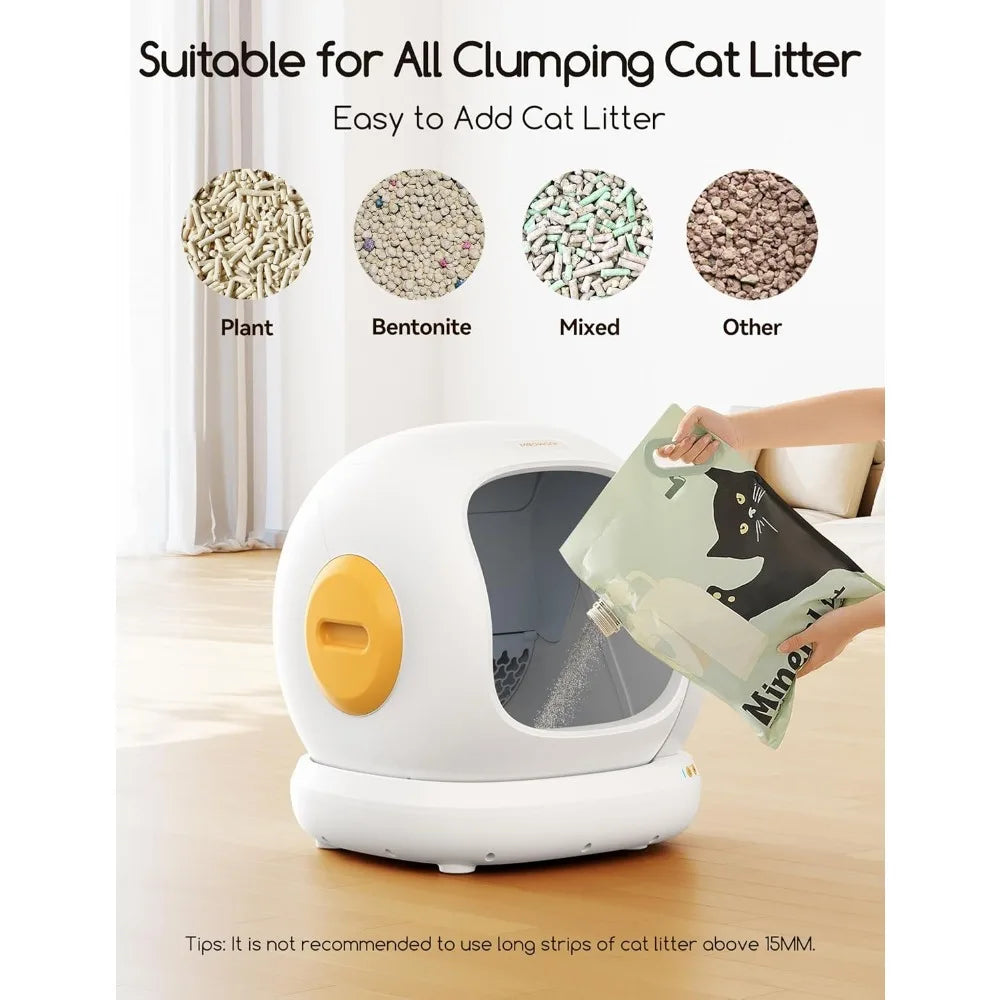 Self-Cleaning Cat Litter Box,75L Extra Large Open Automatic Cat Litter Box for Multi Cats,Integrated Safety Protection