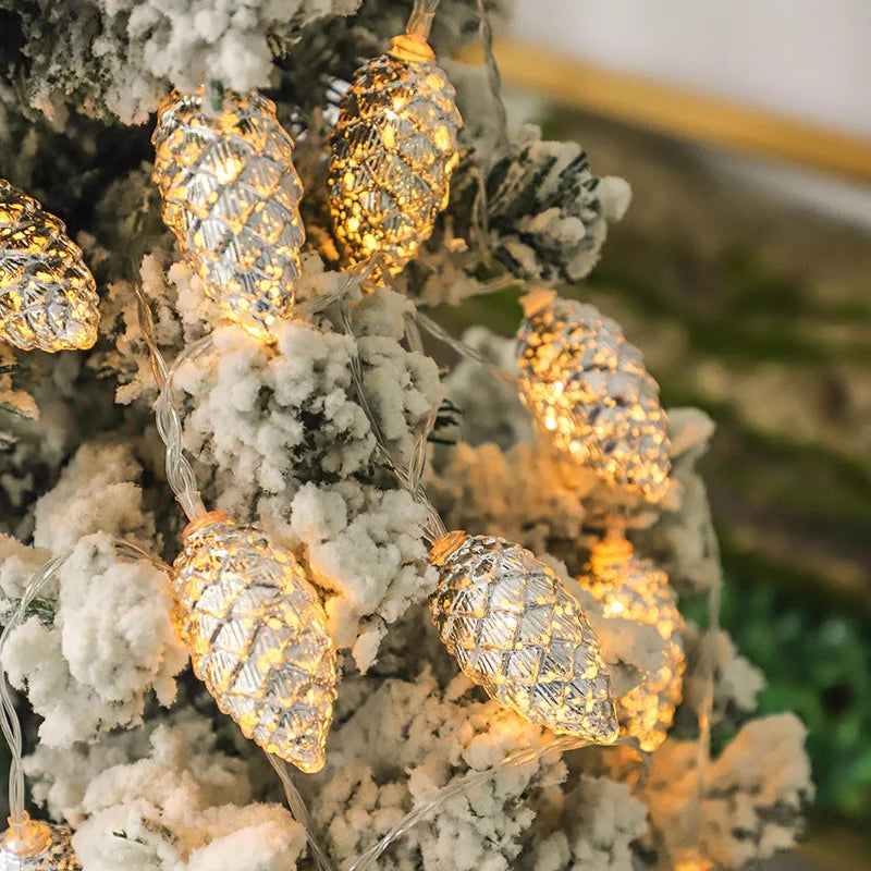 1.5M 10LED Pine Cone Fairy Light Xmas Lights String Christmas Decor 2024 Xmas Tree Decor Pine Cone Pendant Light Navidad Decor