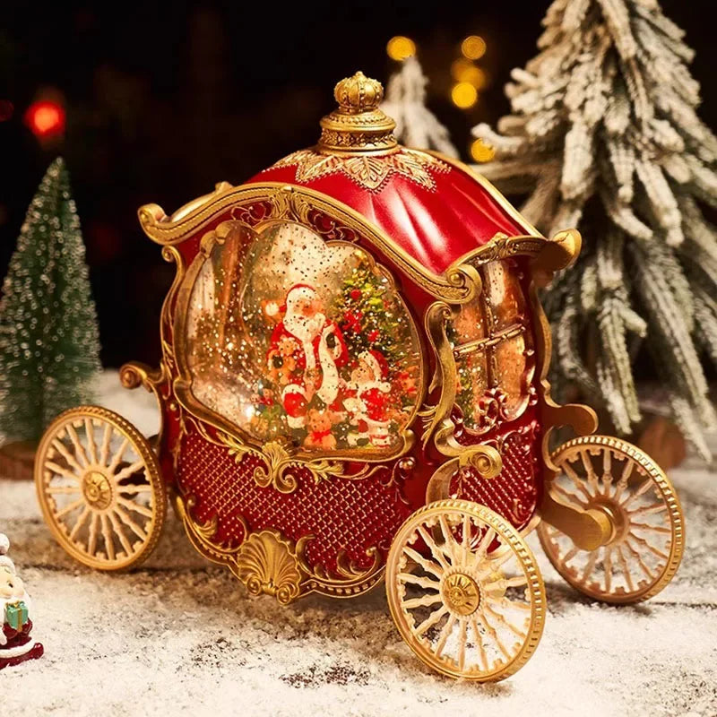 Christmas Music Box Carriage Old Man Snow Crystal Ball Snowman Children Crafts Birthday Gift Girls Adornos Navidad Home Product