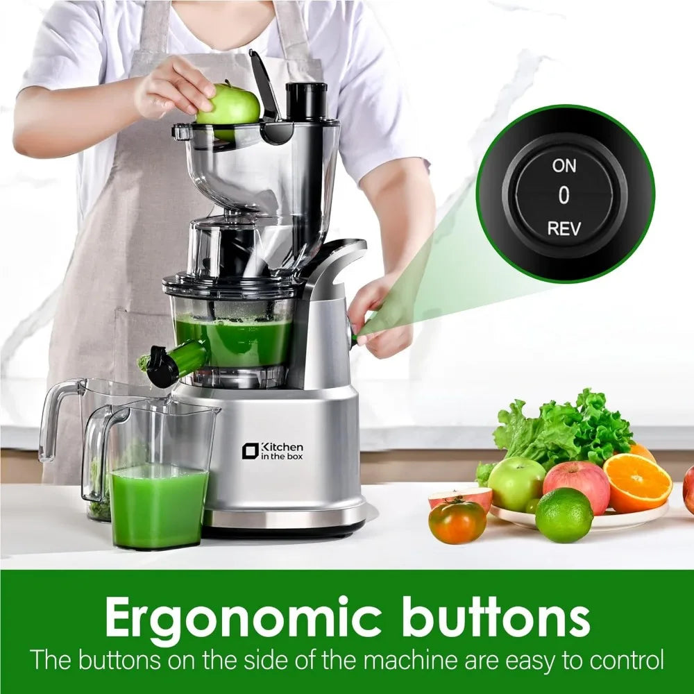 Cold Press Juicer Machines,Slow Masticating Juicer Machine, With 3.26" Wide Feed Chute for Whole Fruits and Vegetables