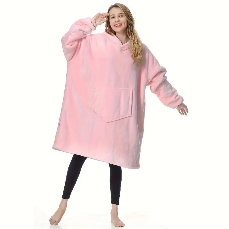 1 Super Large Hoodie Blanket, Wearable Double-sided Blanket Hoodie, Super Soft Comfortable Snuggling Hoodie, Fluffy Pullover