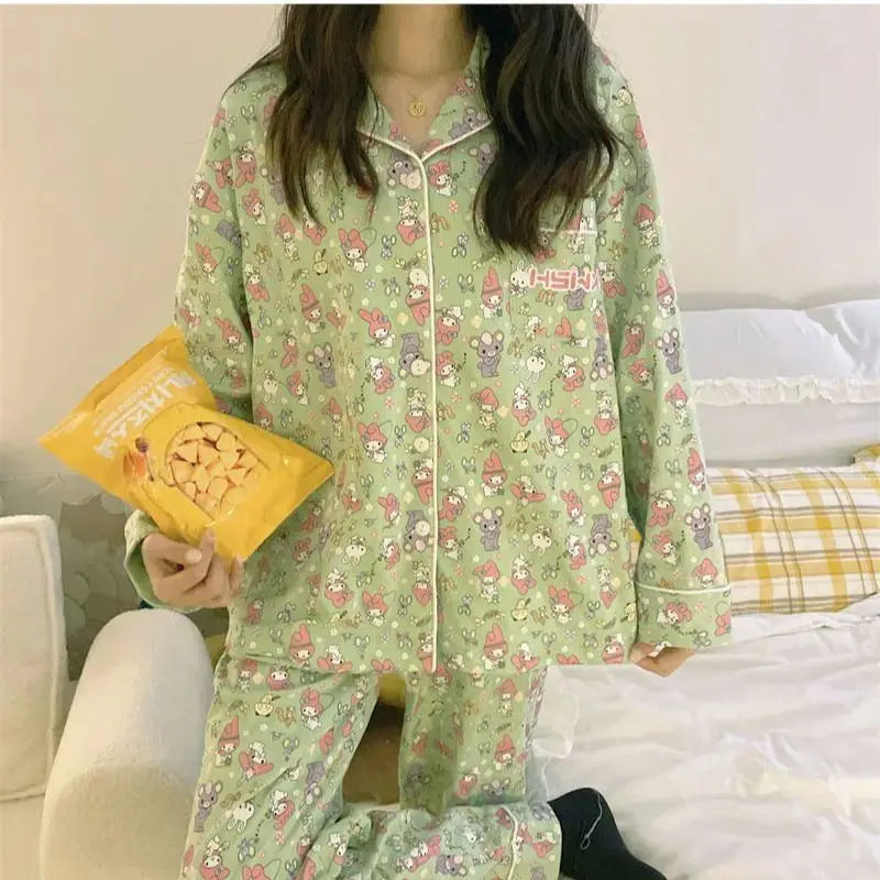 New Kawaii Cute Sanrio Mymelody Pajamas Home Clothes Long Sleeved Trousers Comfortable Cute Girl Christmas Gift For Girlfriend