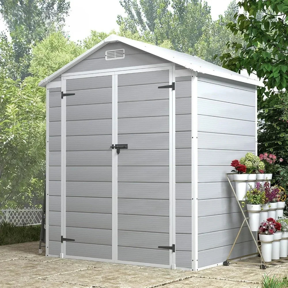 6x4 Foot Plastic Outdoor Storage Shed - Perfect for Storing Terrace Furniture, Bicycle Accessories,beach Chairs, and Lawn Mowers