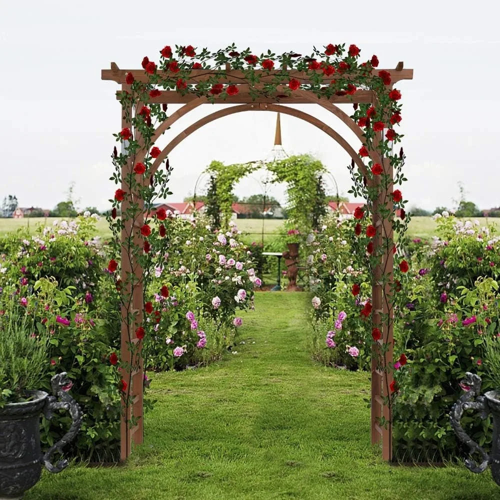 Wedding Arch for Ceremony, Wood Trellis for Plant Climbing, Christmas Decor Pergola for Garden Backyard, Lawn, 85in Wooden Arbor