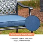 4 Piece Outdoor Patio Metal Wrought Iron Dining Chair Set with Arms and Seat Cushions - Blue