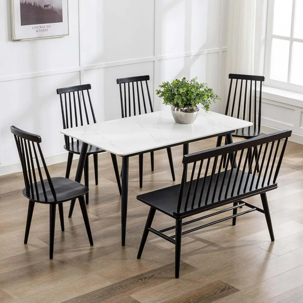 Restaurant Chairs Set of 4 Wood Dining Room Chair Black Spindle Side Kitchen Room Country Farmhouse Chairs Black