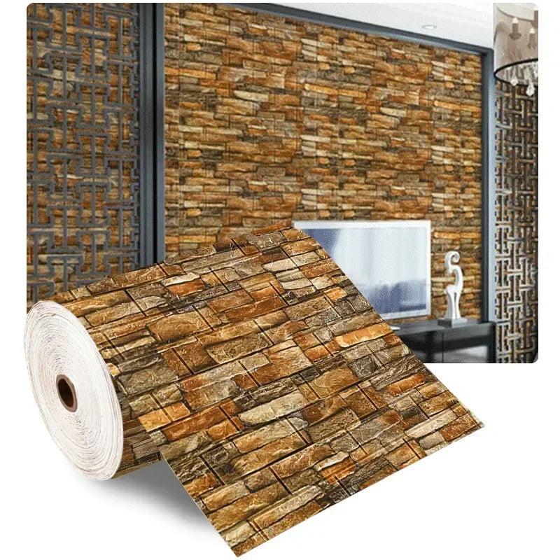 1/3/5/10 M 3D Self-adhesive Wallpaper Stickers 3M Brick Wall Stickers Home Decor Wallpaper for Walls DIY Bedroom Papel De Parede