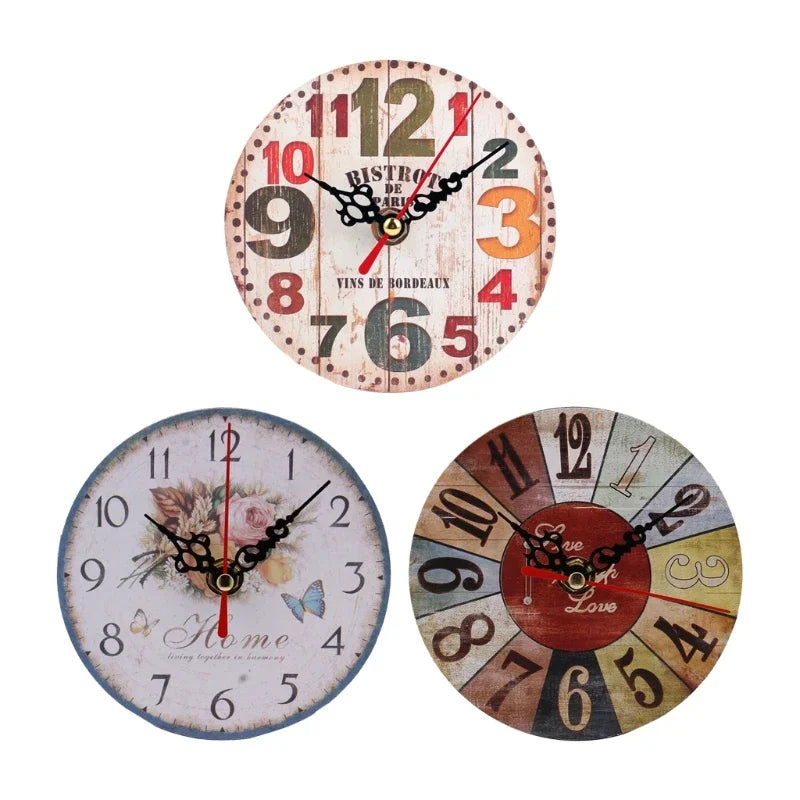 Silent Non-Ticking Wooden Wall Clocks Operated Country Retro Rustic Decorative for Living Room Kitchen