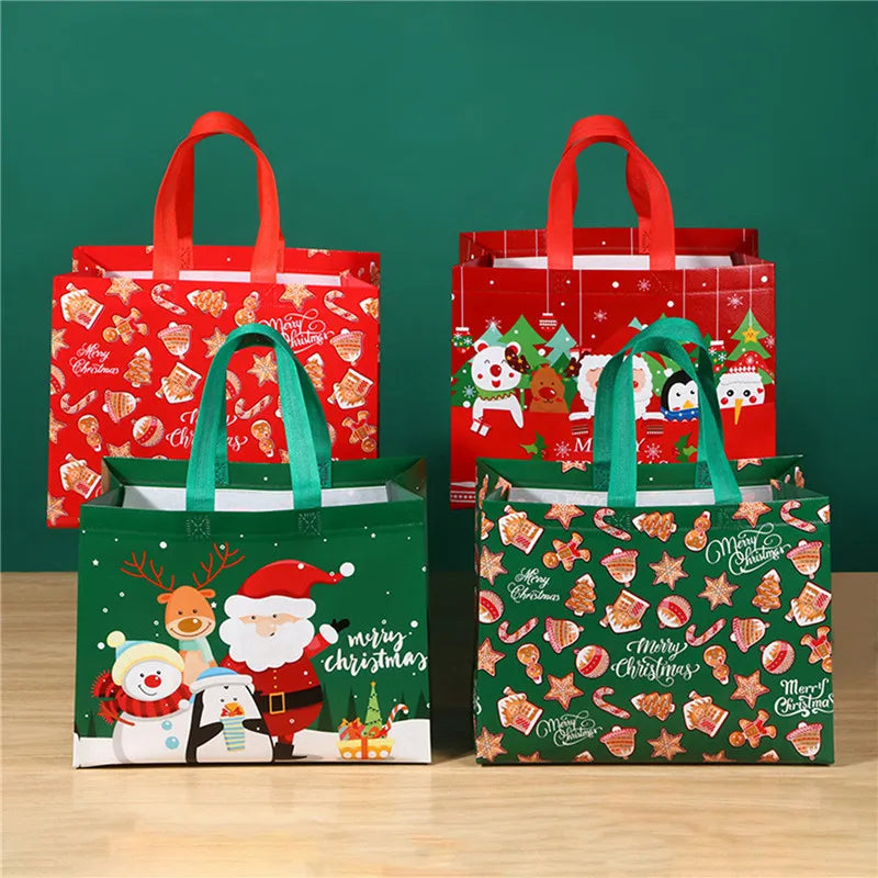 1/3pcs Christmas Candy Cookie Gift Bags Plastic Biscuits Snack Packaging Bags Xmas Party Decoration Cute Favors Storage Bag