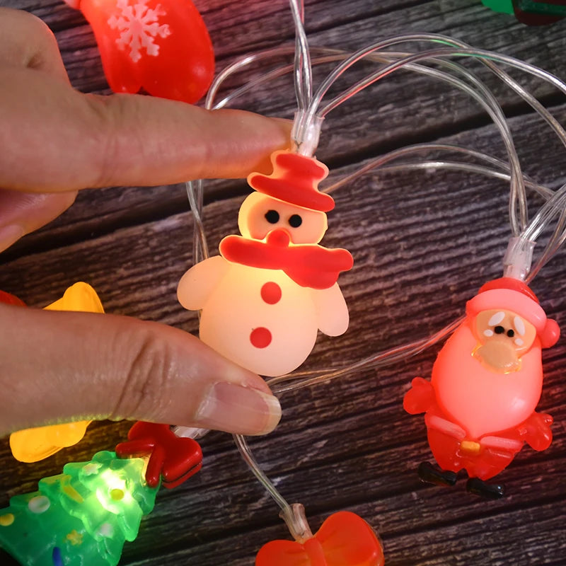 1.5/3M Christmas LED String Light Santa Claus Snowman Xmas Tree Ornaments 2024 Christmas Decoration For Home 2025 New Year Gift