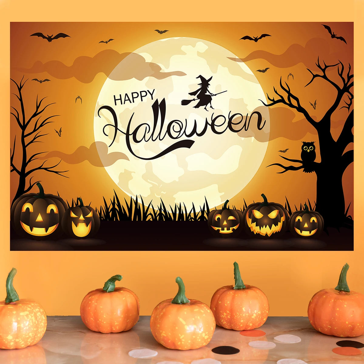 Halloween Decoration Horror Backdrop Banner Party Outdoor Background Skeleton Pumpkin Curtain Home Decor Photography Props