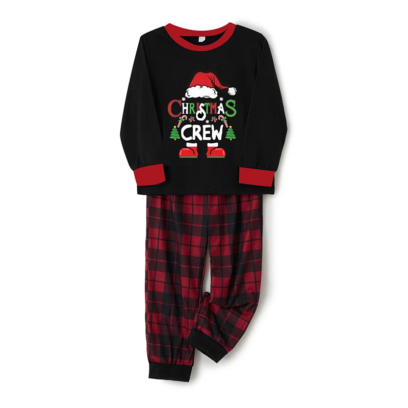 2024 Christmas Family Pajama Set Xmas Pjs Cute Printed Top + Plaid Pants, Festive Matching Sleepwear for the Whole Family