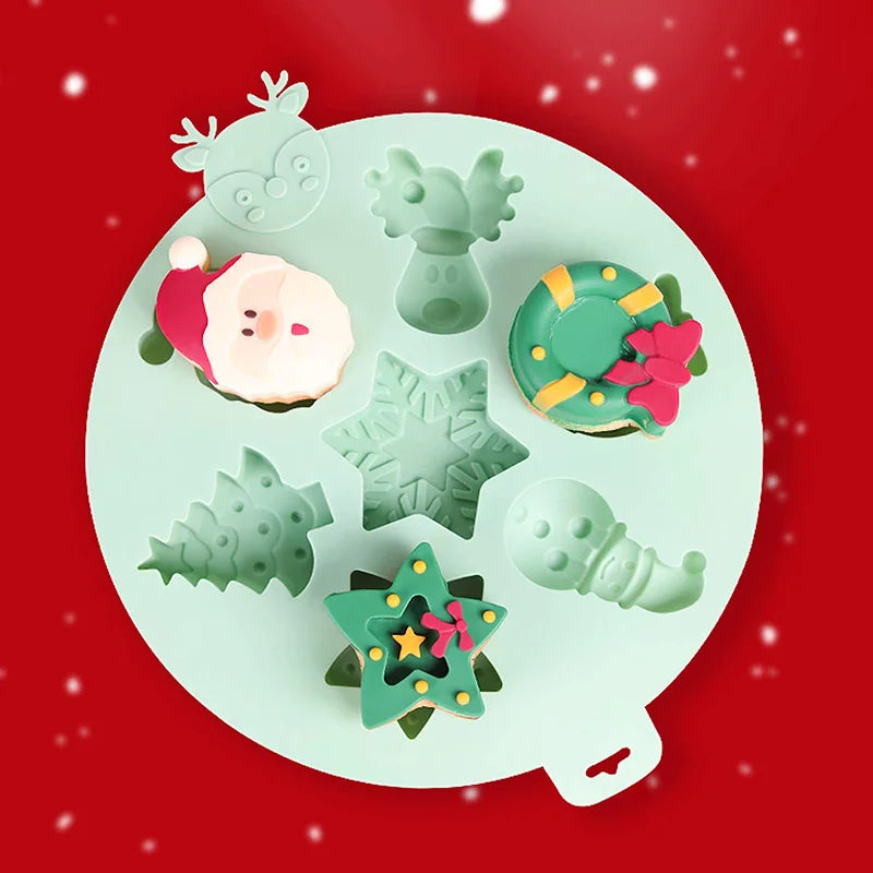 Christmas Silicone Molds, Non-Stick Chocolate Baking mold for Party Xmas Gift, with Christmas Tree Santa Snowman Fondant Mould