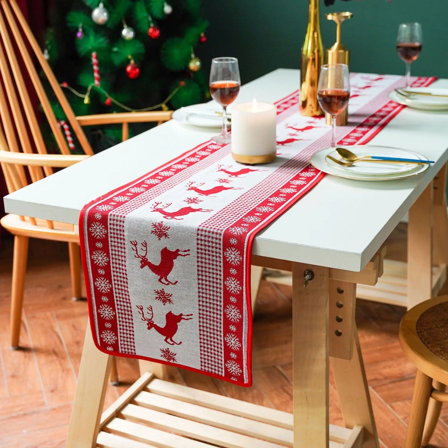 Merry Christmas Linen Table Runner, Xmas Flag Cover, Home Decorations, New Year Gifts, Snowman Tablecloth