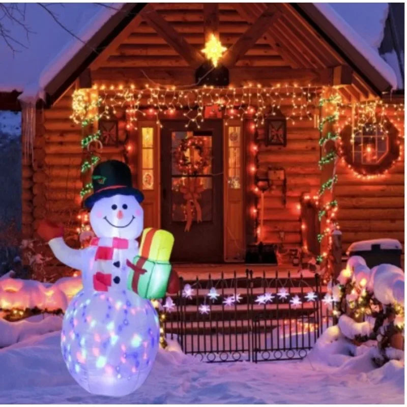 LED Inflatable Snowman Air Pump 1.2-2.4m Night Lamp Illuminated Giant Santa Claus Snowman For Christmas Decoration New Year 2023