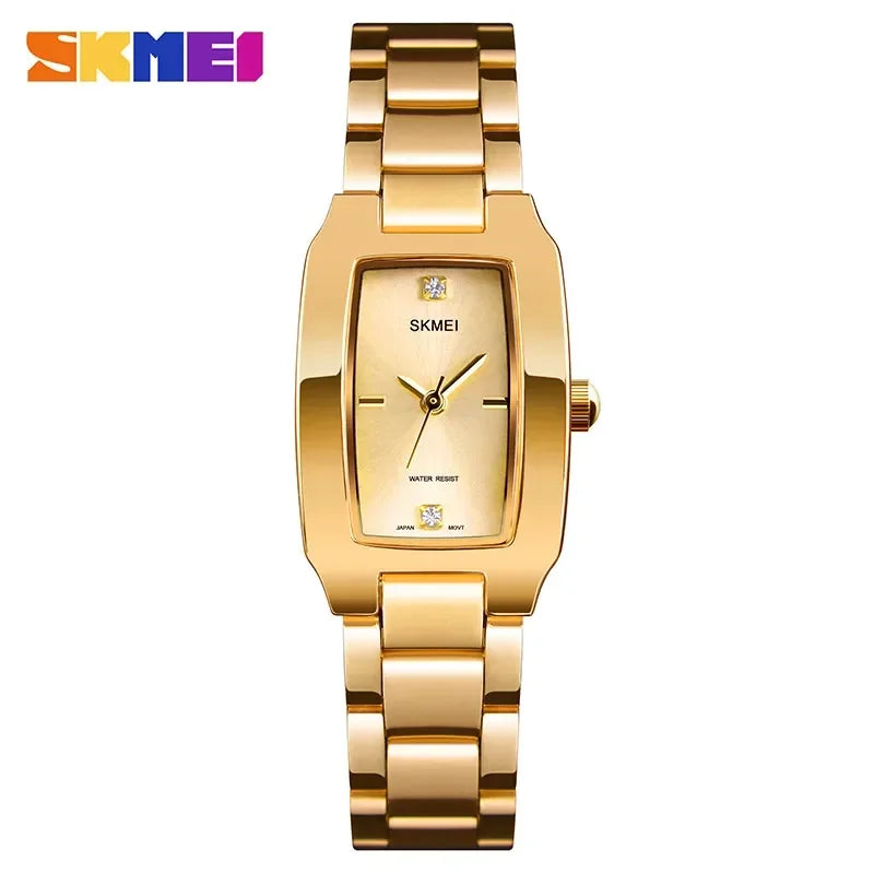 Skmei  Ladies Casual Dress Luxury Silver Ladies Rhinestone Waterproof Relogio Feminino Quartz Watch Fashion Thin Watches 1400