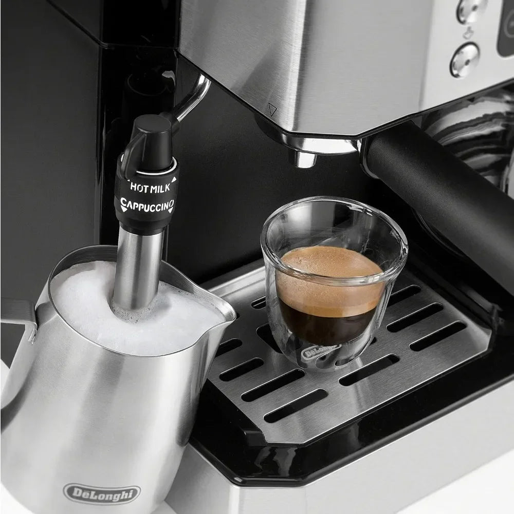 All-in-One Combination Coffee Maker & Espresso Machine + Advanced Adjustable Milk Frother for Cappuccino