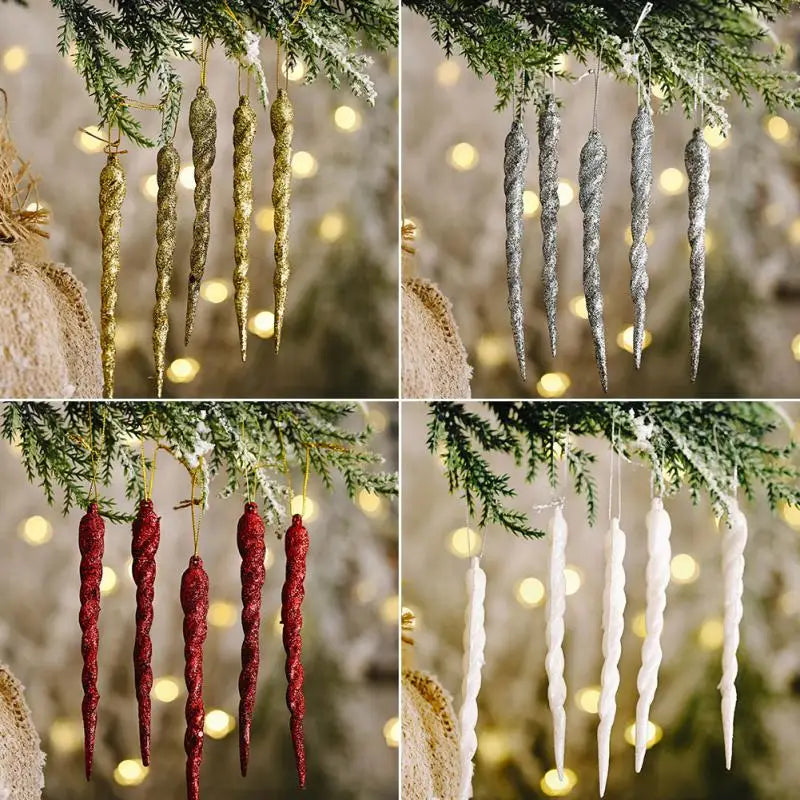 6pcs Transparent Snow Christmas Balls Pendants for 6cm Christmas Tree Decoration Clear Baubles Hanging Ornaments Xmas Navidad