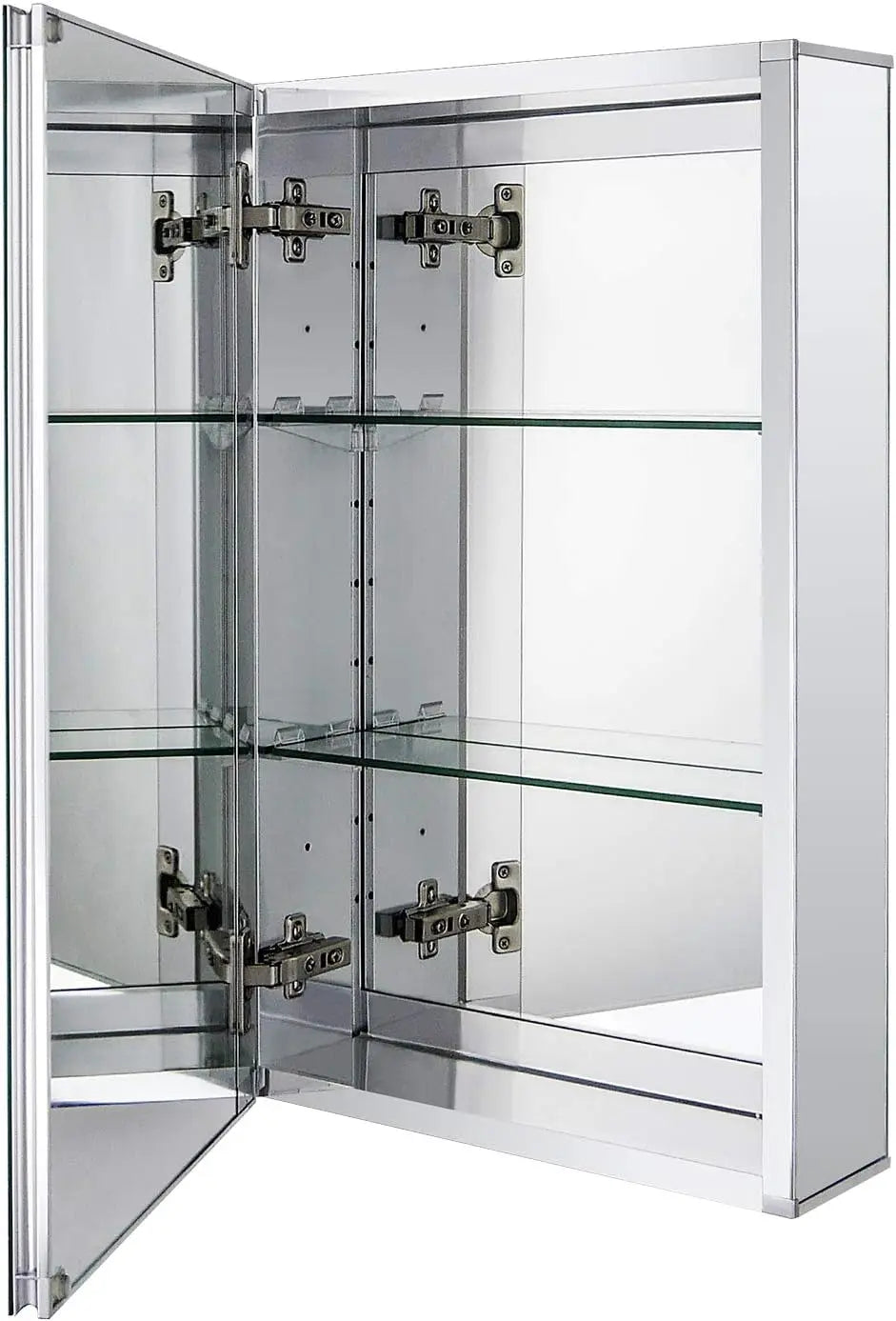 Bathroom Medicine Cabinet with  Double Sided Mirror Door15 Inch x 24 Inch Recess or Surface Mount, Silver