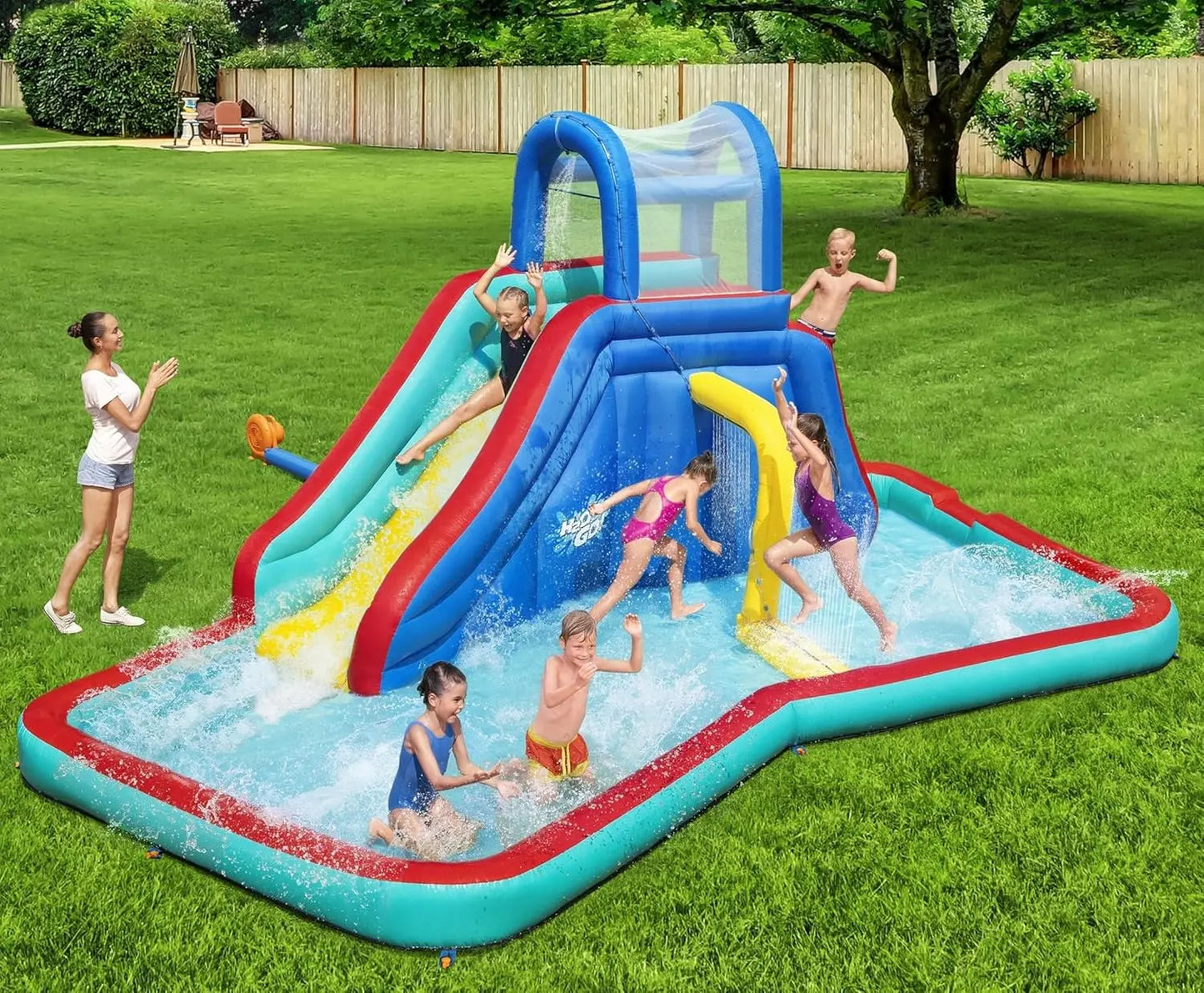 Waves Mega Water Park | Inflatable Slide and Pool Fits Up to 6 Children