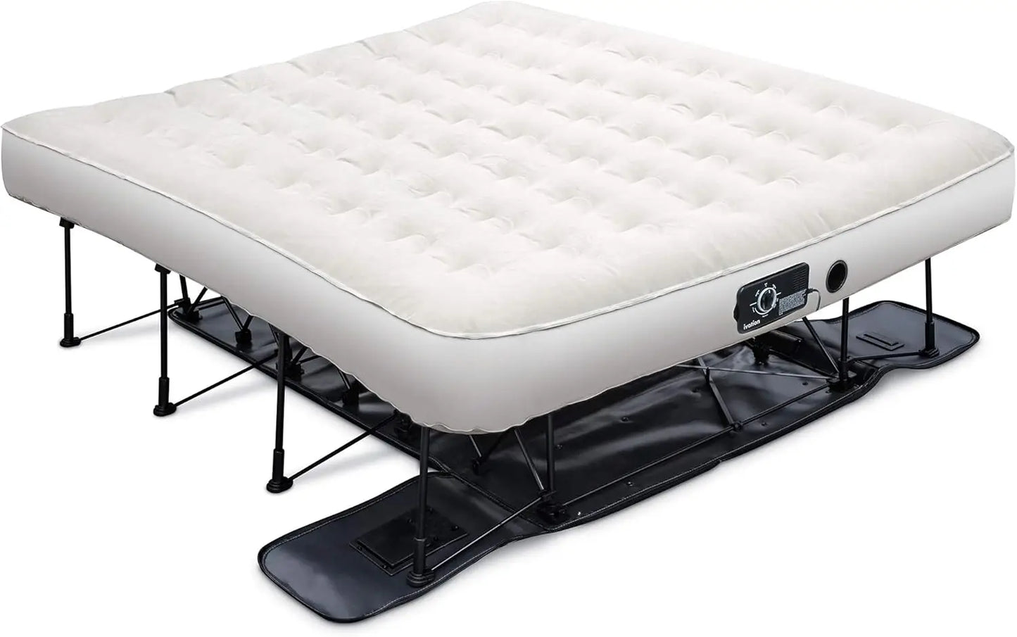 Air Mattress with Frame & Rolling Case, Self Inflatable, Blow Up Bed Auto Shut-Off, Comfortable Surface