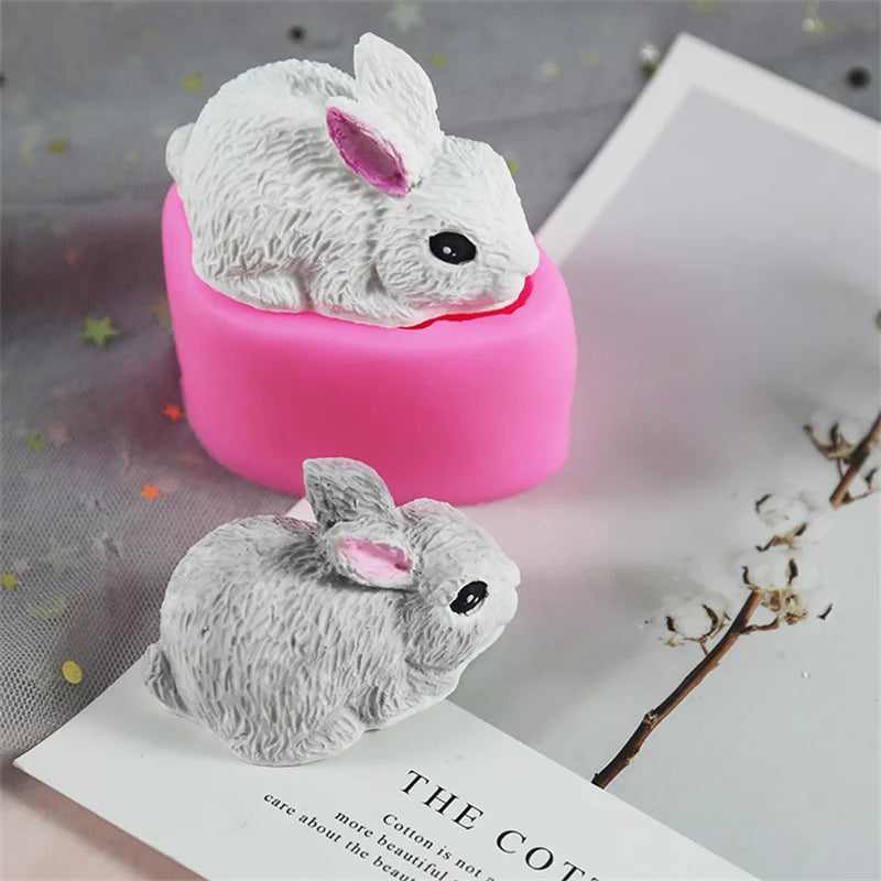 3d Rabbit Silicone Candle Mold Easter Bunny Fondant Cake Chocolate Desser Silicone Mould Mousse Cookie Making Kitchen Tools