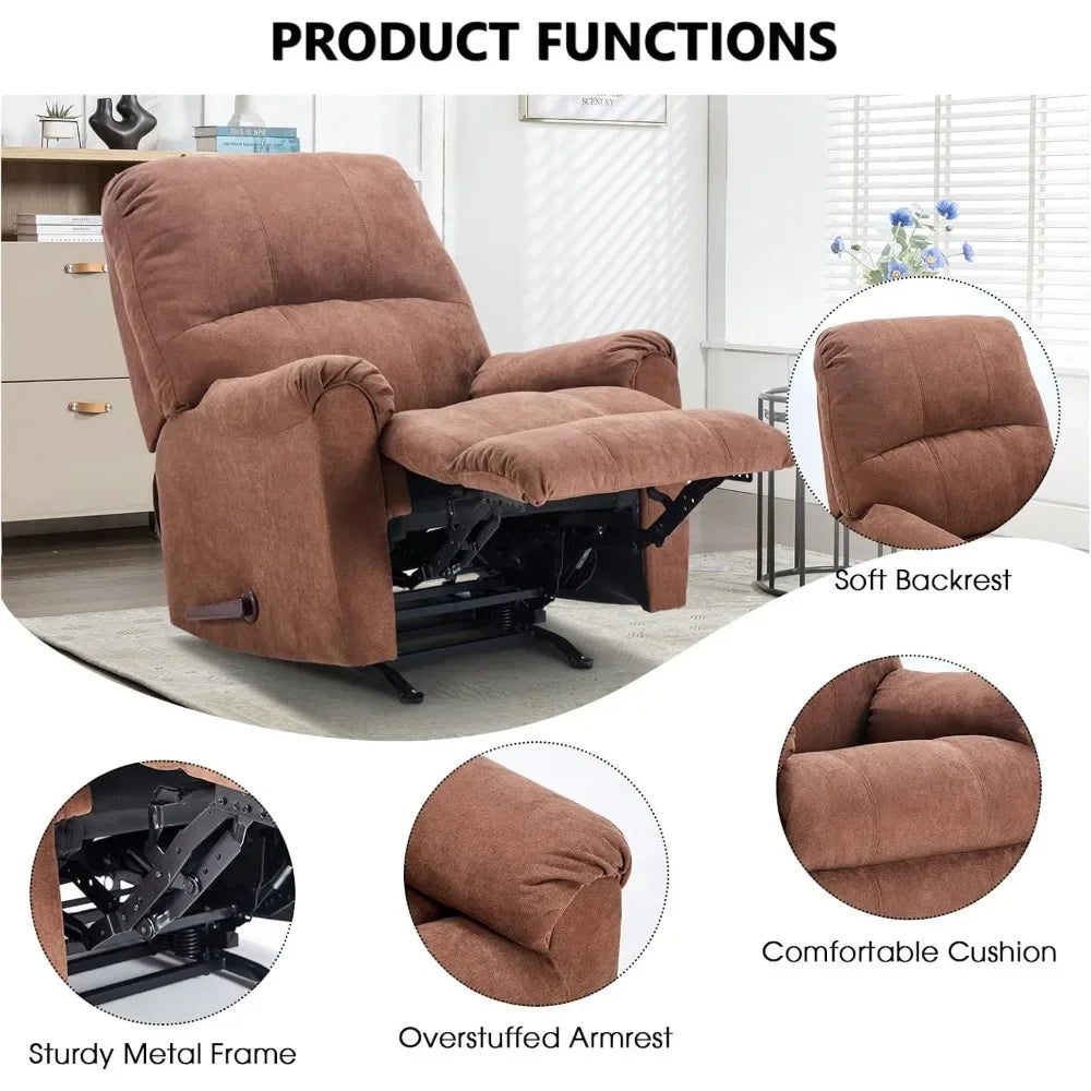 Rocker Recliner Chair for Adults,Manual Recliner Chair with Overstuffed Backrest and Armrests,for Living Room,Living Room Chairs