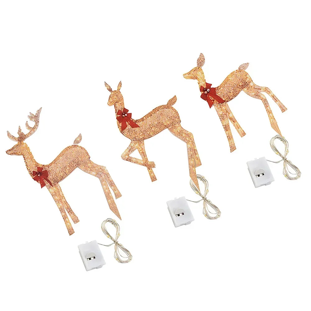 3pcs Christmas Reindeer String Lights Garland Decoration For Home Elk Fairy Lights Ornament Xmas Wedding Party