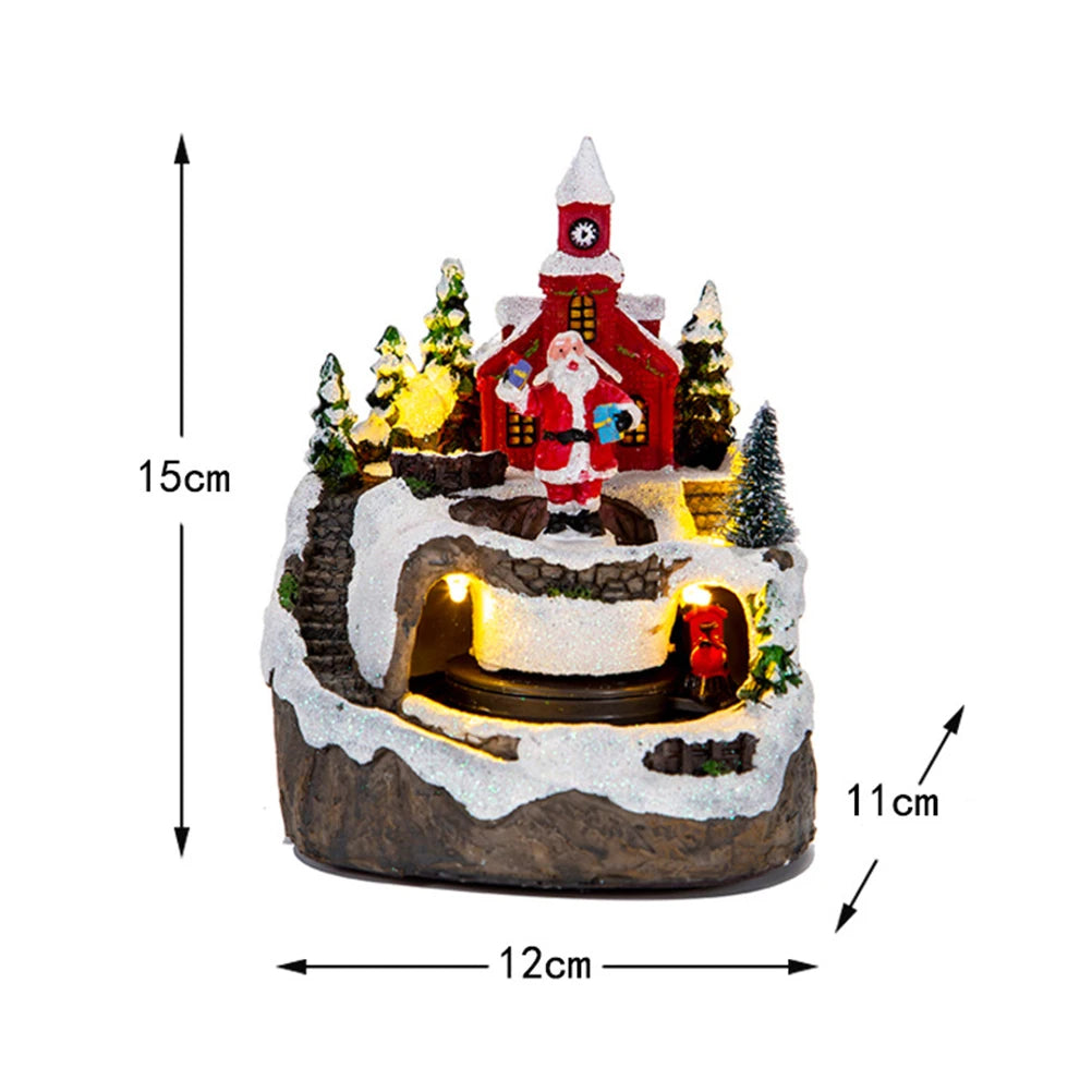 Christmas Music box presents Lighted House With Music And Train Village House Tabletop Decoration XMAS Decorations Gifts