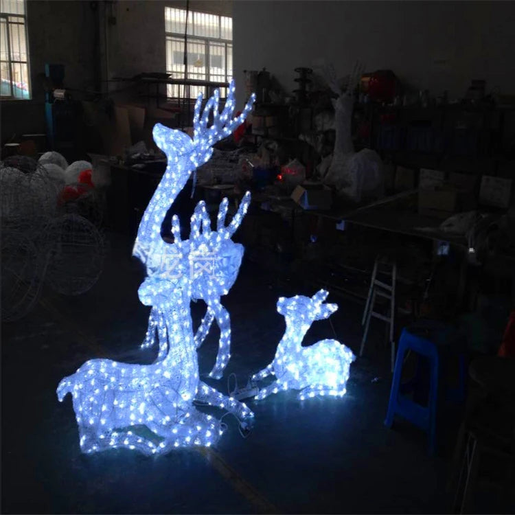 LED Lights Christmas Reindeer Decorations Lamps Sled Iron Decorative Lighting Home Decor Luxury  Outdoor Waterproof