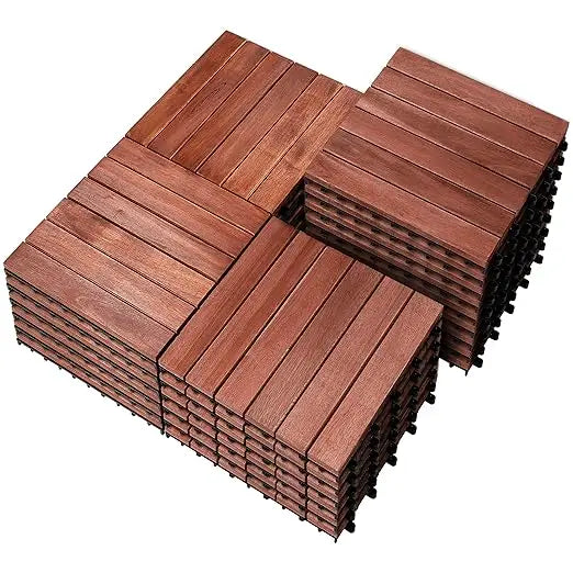 Garden flooring,  solid Acacia Wood interlocking terrace deck -12 "x 12" indoor and outdoor waterproofing, flooring