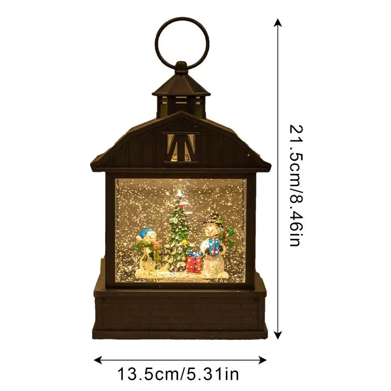 Snow Globe Christmas Lantern Lighted Lantern For Christmas Christmas Glitter Water Lantern Decorative Lantern For Festival