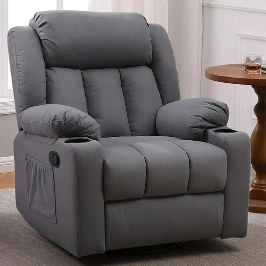 Rocker Recliner Chair for Adults,  Upholstered Soft Fabric Living Room Reclining Sofa Chair (Technical Grey),Living Room Chairs