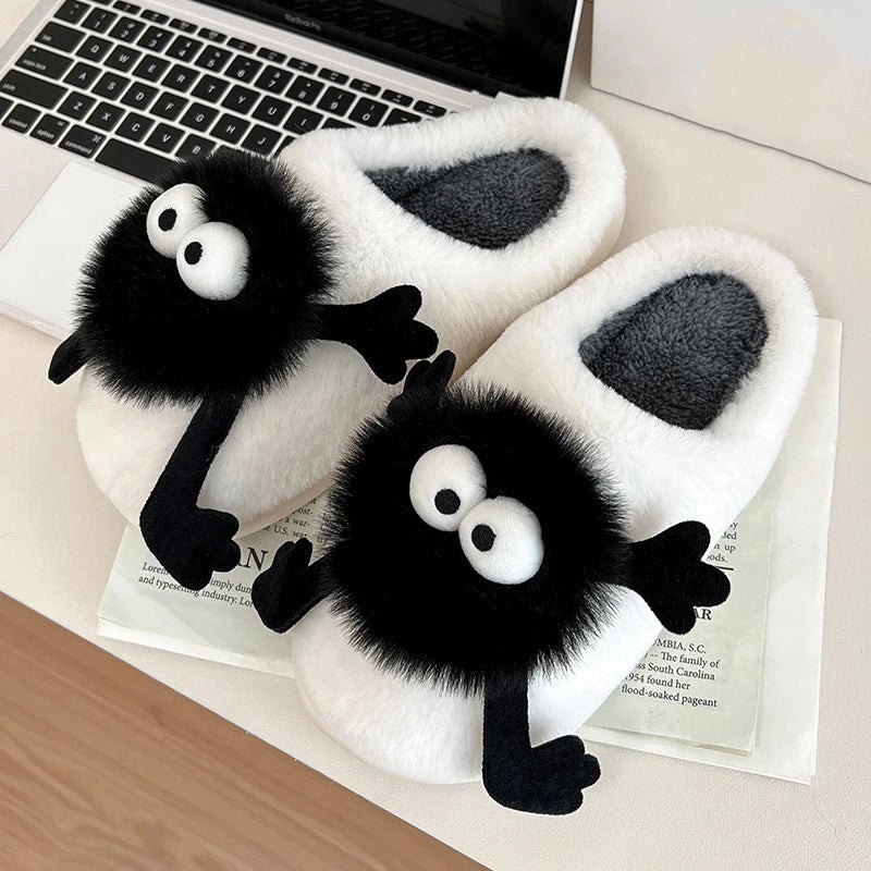 Cute Warm Slippers Cushion Slides Soft Warm Comfort Flat Fur Woman Cartoon House Slippers Funny Shoes Fluffy Comfy Shoes