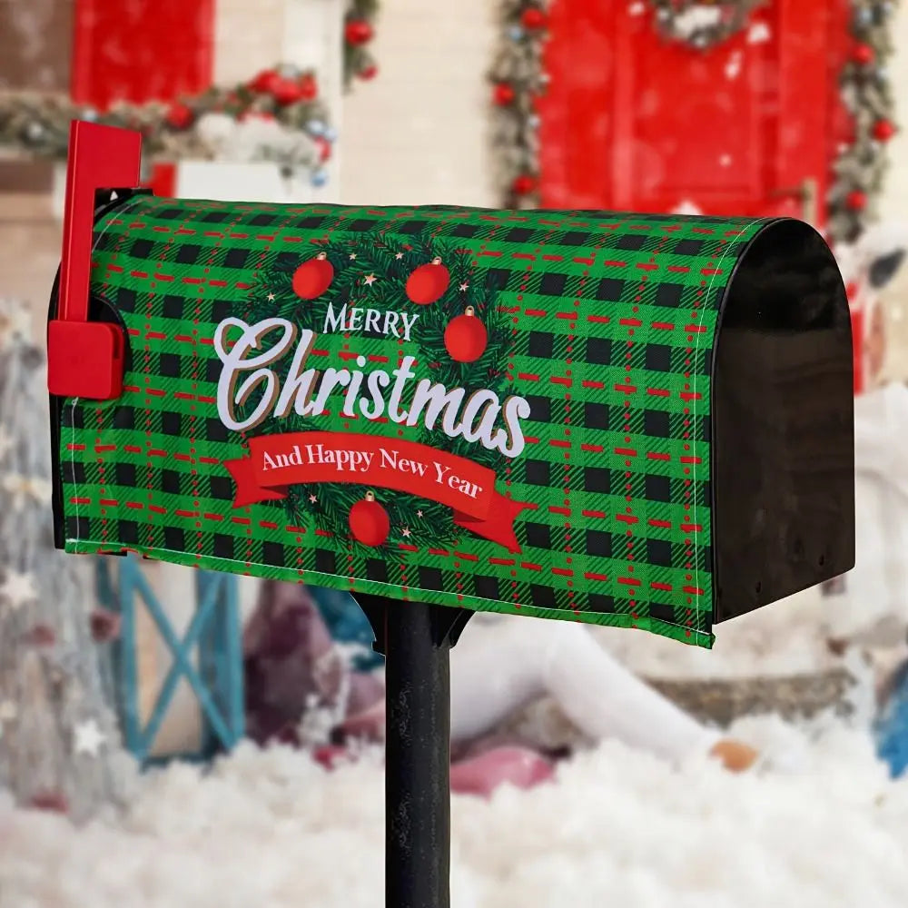 Cute Cartoon Christmas Mailbox Cover Elastic Reusable Santa Claus Mailbox Wraps Decorative Letter Box Cover Garden Yard