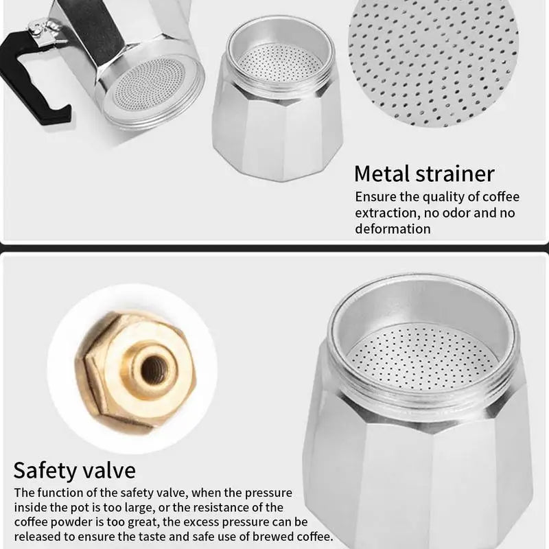 Moka Pot Stovetop Camping Manual Espresso Coffee Maker Coffee Maker Coffee Percolator Aluminum Mocha Brewer Utensils for Cafe