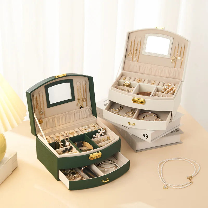 Handheld luxury jewelry box, multi-layer drawer storage box, used for classifying and storing rings, earrings, necklaces