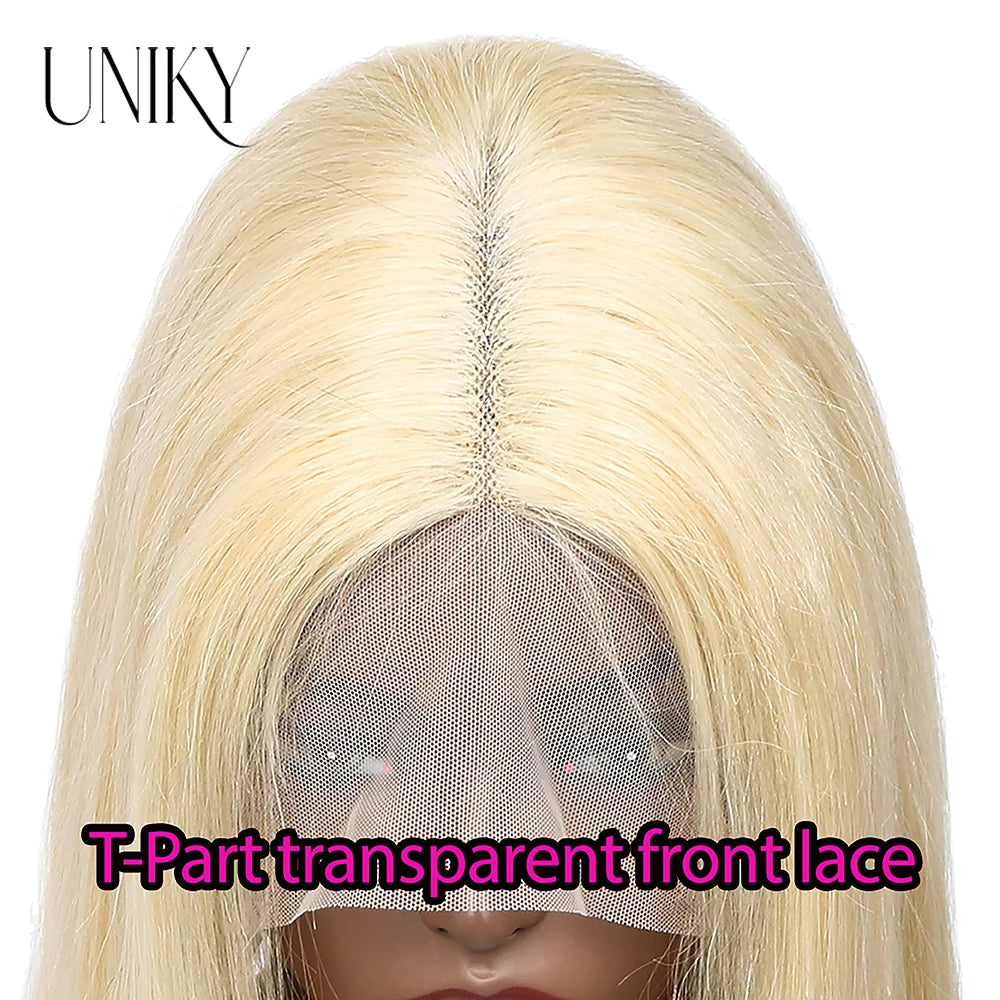 613 Blonde Wig T-Part Lace 613 Lace Front Wig Human Hair Pre Plucked with Baby Hair 180% Density Wigs for Women Blonde Bob Wig