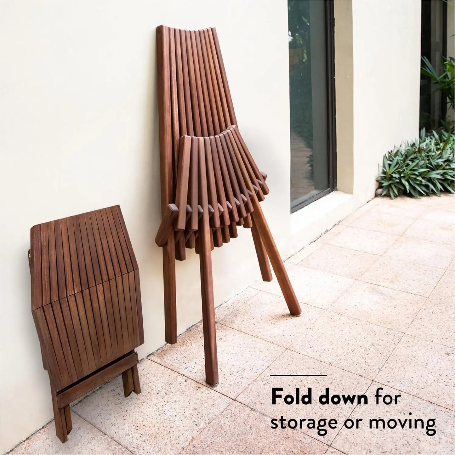 Chair for Outdoor - Low Profile Acacia Wood Lounge Chair with FSC Certified - Fully Assembled Outdoor Foldable Chairs