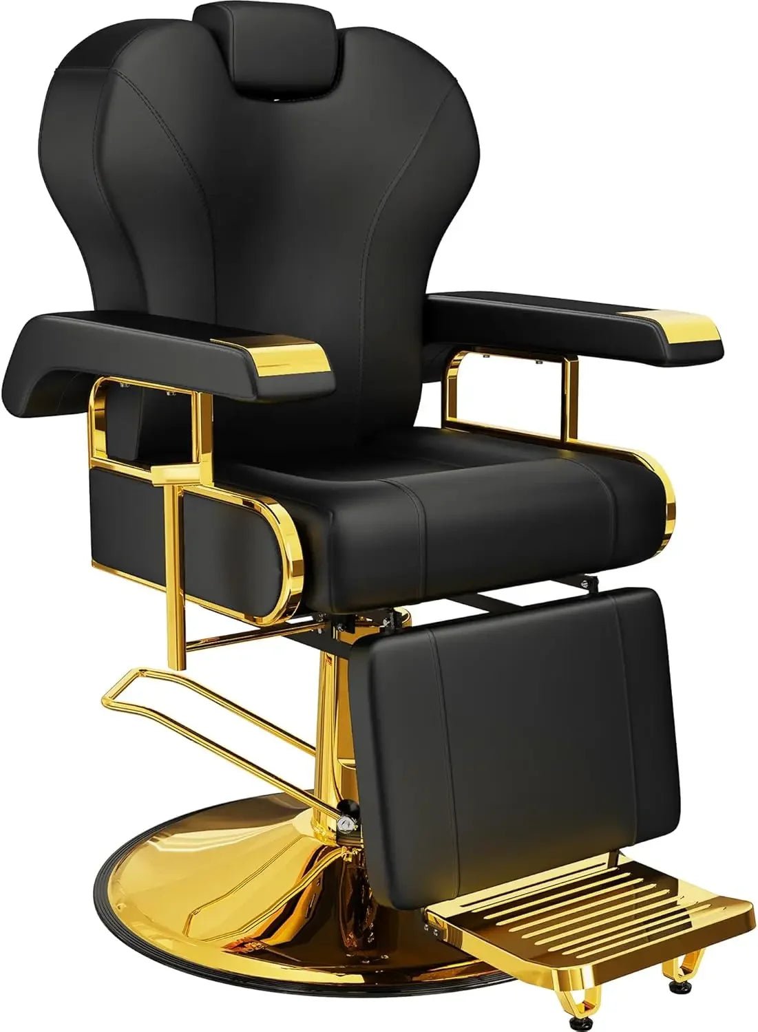 Professional Reclining Barber Chair with Removable Headrest,Comfortable Seat Cushion, 360 Swivel, Weight Capacity 440 lbs