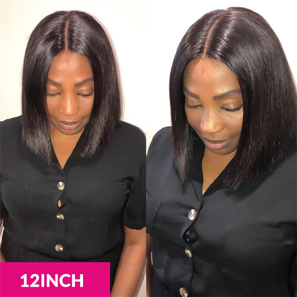 Human Hair Lace Wigs Transparent Straight Hair Short Bob Wig Cranberry Hair 13x4 Lace Frontal Wig 180% Density 4x4 Closure Wig