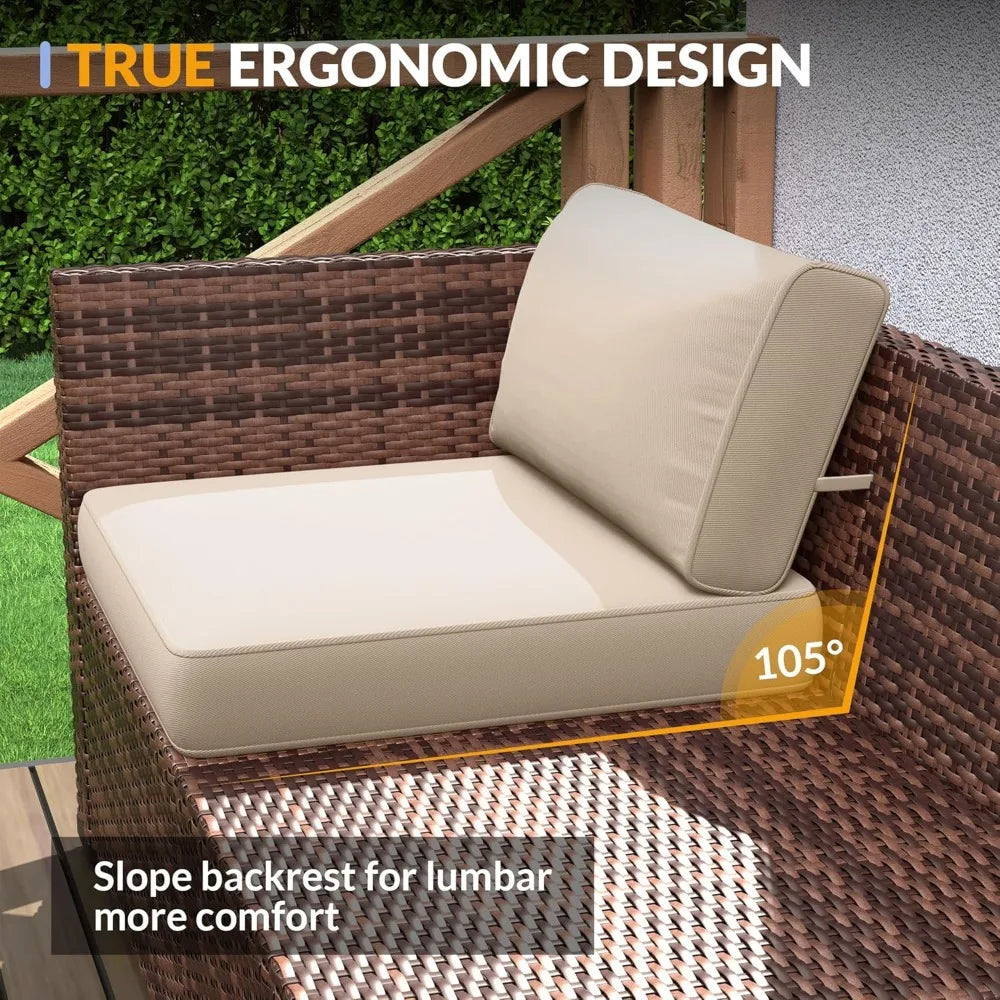 Patio Furniture Set, Sectional Sofa, for All Weather Rattan Patio Couch for Porch Garden Backyard ,7 Pieces Outdoor Sofa Sets