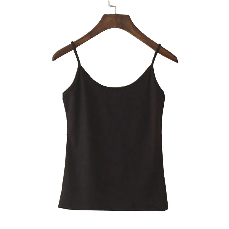 Summer Chic Camis: Casual Spaghetti Strap Tank Tops, Fashionable Cropped Style. Made with synthetic cotton for comfort.