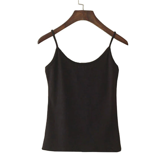 Summer Chic Camis: Casual Spaghetti Strap Tank Tops, Fashionable Cropped Style. Made with synthetic cotton for comfort.