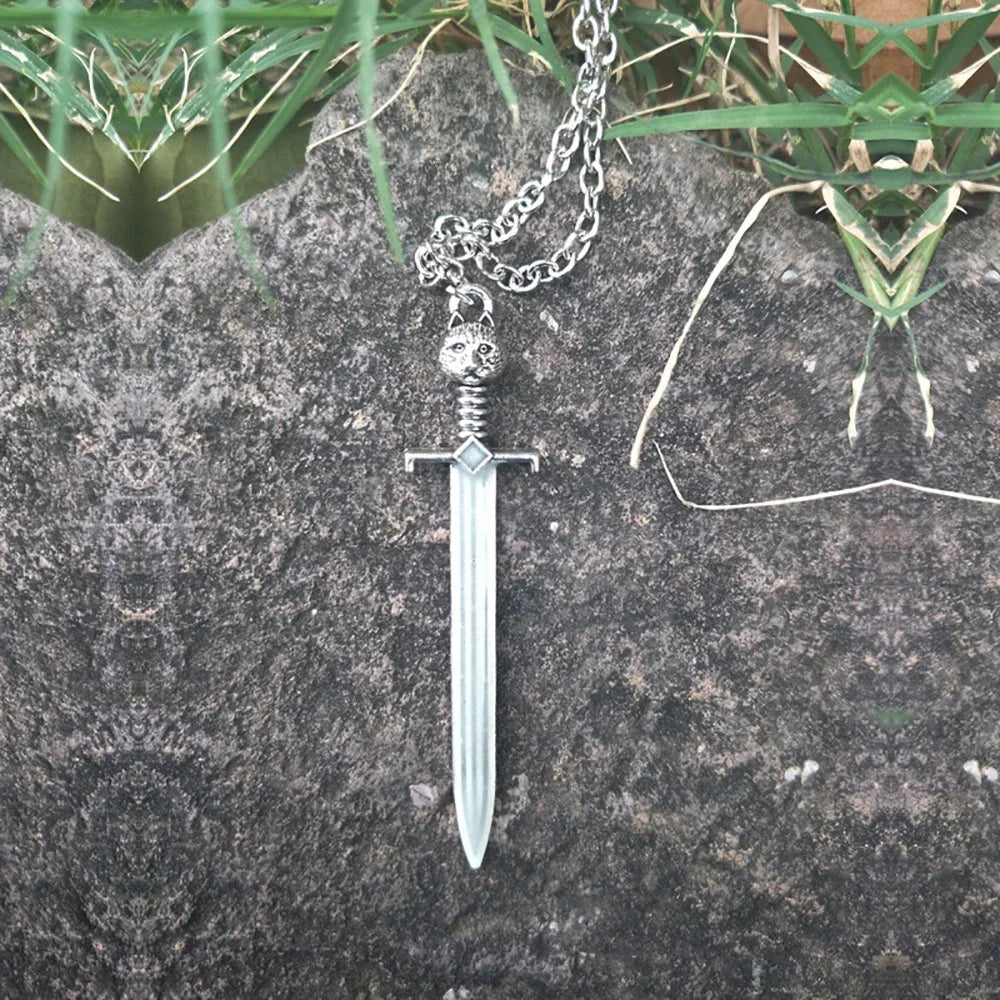 Luminous Glowing Cat Blade Sword Necklace Sword Necklace Glow In The Dark Necklace Pendant for Women Men Gift Halloween