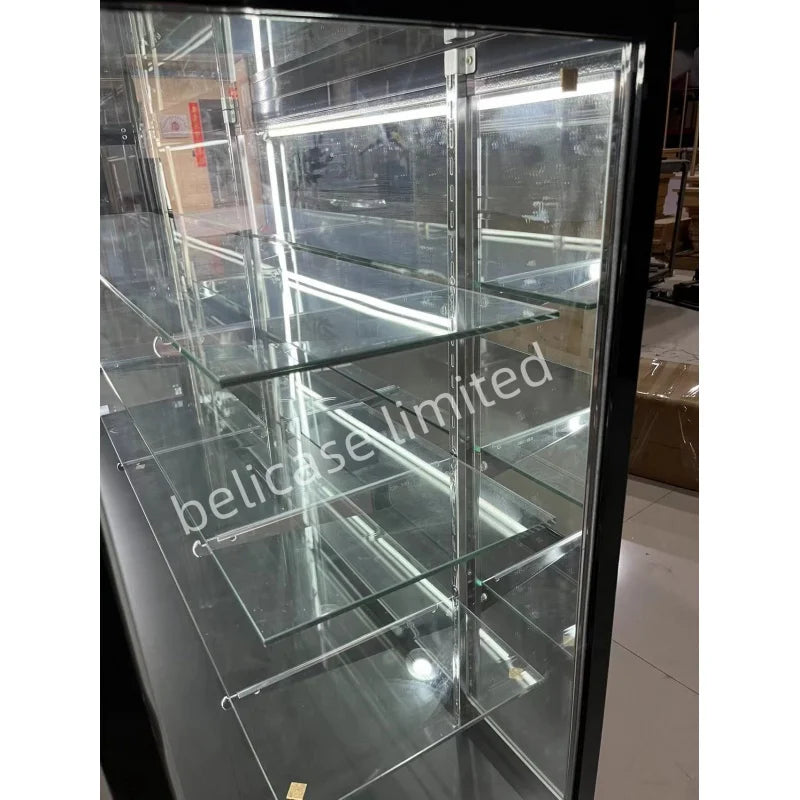 Custom, Hot Sale Aluminum Frame Display Jewelry Watch Shop Tempered Glass Locking Cabinet Full Display Showcase