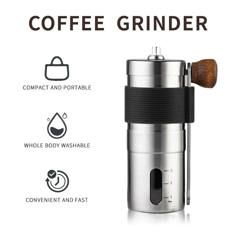 Premium Stainless Steel Manual Coffee Grinder With Scale Hand-cranked Coffee Machine Portable Adjustable Mini Coffee Grinder