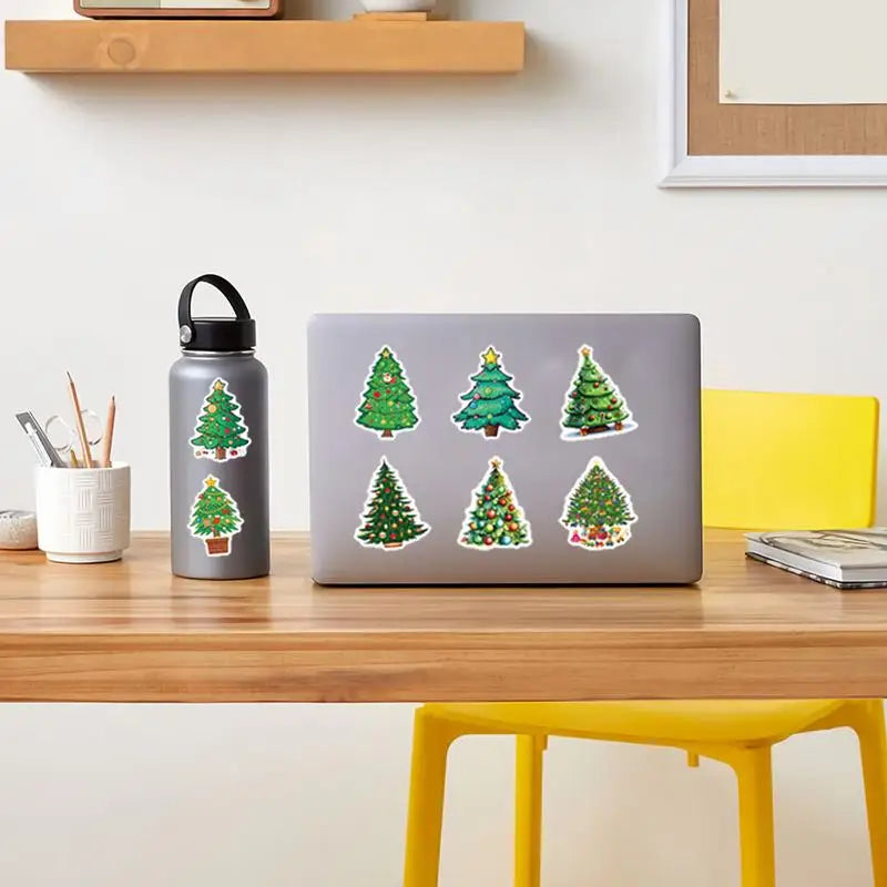 Christmas Stickers For Kids Cute Stickers Wall Decor 55X Waterproof Stickers Home Decor Christmas Tree Cartoon Stickers