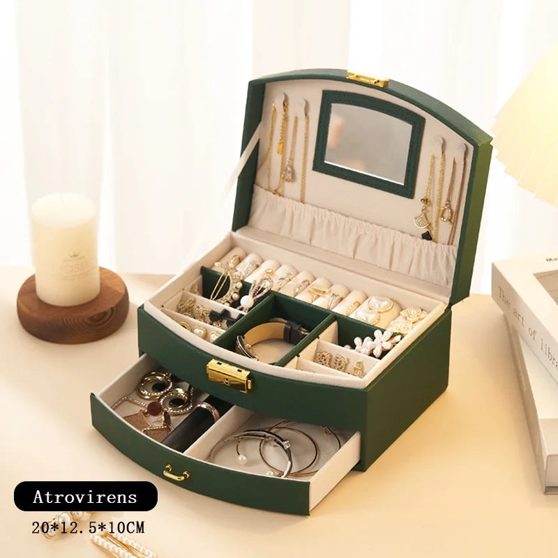 Handheld luxury jewelry box, multi-layer drawer storage box, used for classifying and storing rings, earrings, necklaces