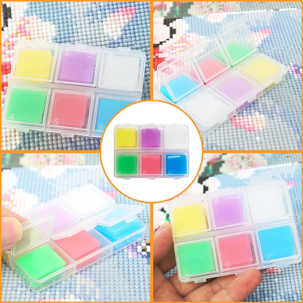 DIY Embroidery Cross Stitch Drilling Mud Art Craft 30pcs Diamond Painting Wax 2x2cm 6 Colors Glue Clay Wax Tool Set For Drawing